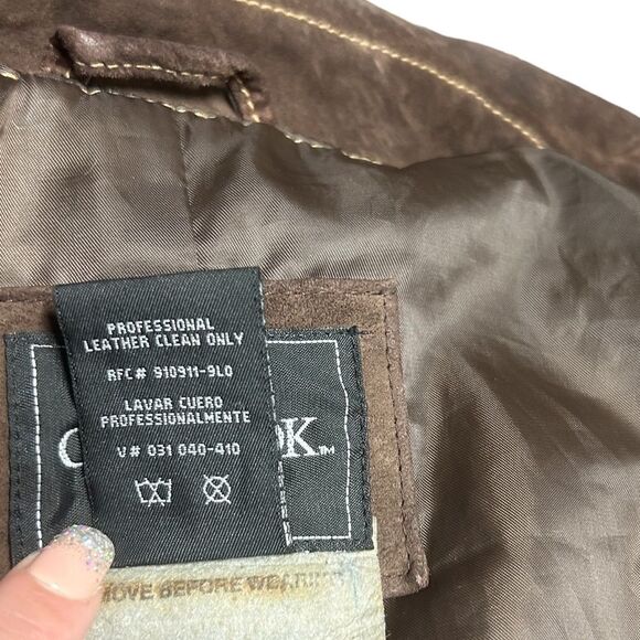 Vintage 100% Brown Leather Jacket Outbrook Fringe Button Up Western Coat Fall - Picture 9 of 9